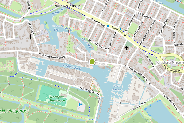 Ambulance-melding op Nieuwendammerdijk, Amsterdam op 9 juni, kaart-overzicht