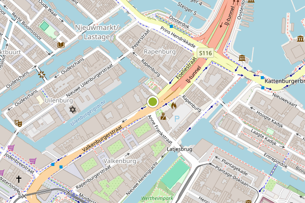 Ambulance-melding op Valkenburgerstraat, Amsterdam op 10 juni, kaart-overzicht