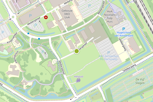 Ambulance-melding op Meibergdreef, Amsterdam op 10 juni, kaart-overzicht