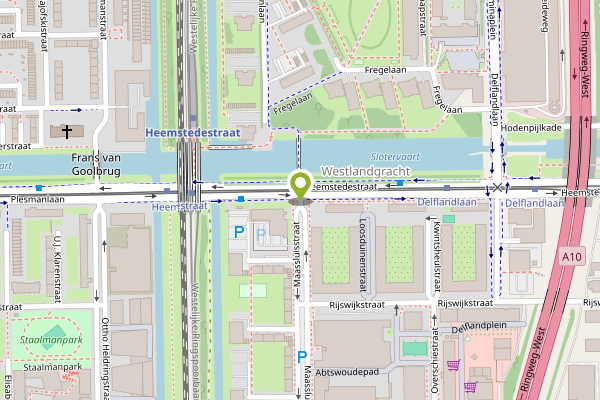 Ambulance-melding op Maassluisstraat, Amsterdam op 2 mei, kaart-overzicht