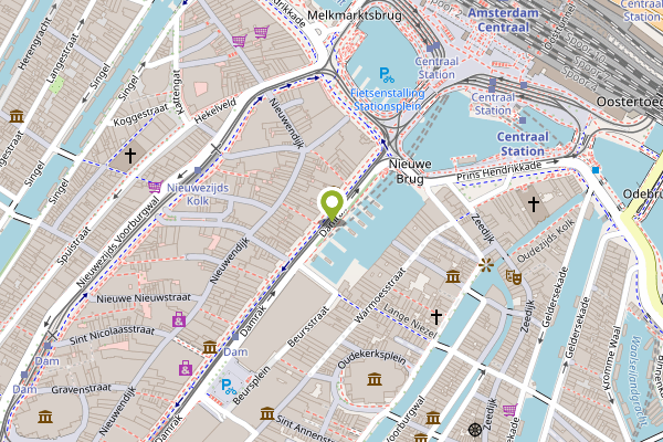 Ambulance-melding op Damrak, Amsterdam op 2 mei, kaart-overzicht