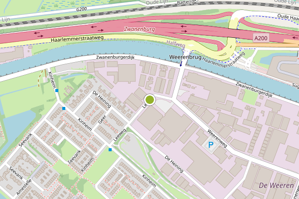 Ambulance-melding op Leeweg, Zwanenburg op 10 juni, kaart-overzicht