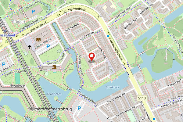 Brandweer-melding op Glitterstraat, Amsterdam op 2 mei, kaart-overzicht