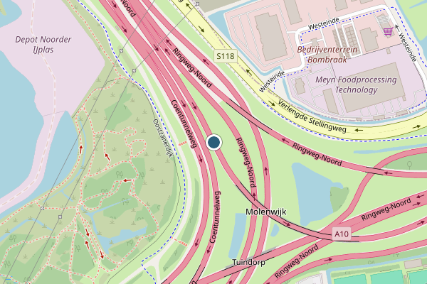Politie-melding op Coentunnelweg, Amsterdam op 2 mei, kaart-overzicht