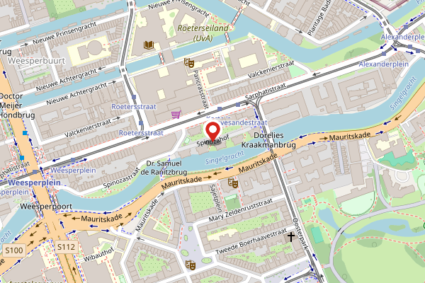 Brandweer-melding op Spinozahof, Amsterdam op 2 mei, kaart-overzicht