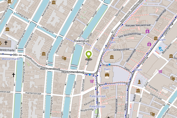 Ambulance-melding op Spuistraat, Amsterdam op 2 mei, kaart-overzicht