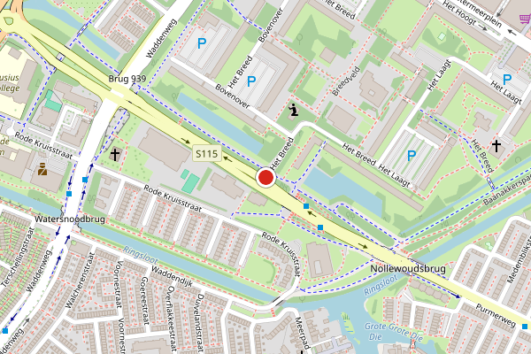 Brandweer-melding op Het Breed, Amsterdam op 10 juni, kaart-overzicht