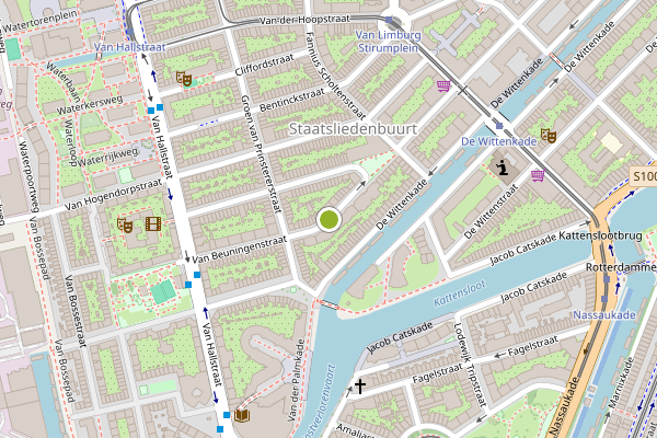 Ambulance-melding op Van Beuningenstraat, Amsterdam op 10 juni, kaart-overzicht