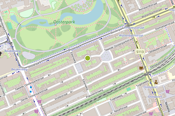 Ambulance-melding op Derde Oosterparkstraat, Amsterdam op 10 juni, kaart-overzicht