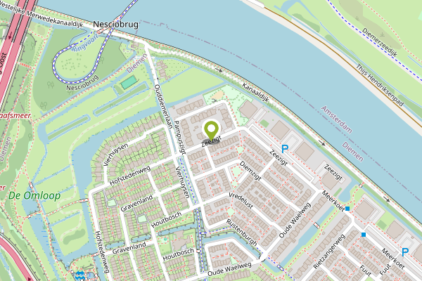 Ambulance-melding op Zeezigt, Diemen op 2 mei, kaart-overzicht