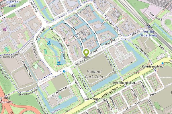 Ambulance-melding op Charley Tooropgracht, Diemen op 2 mei, kaart-overzicht