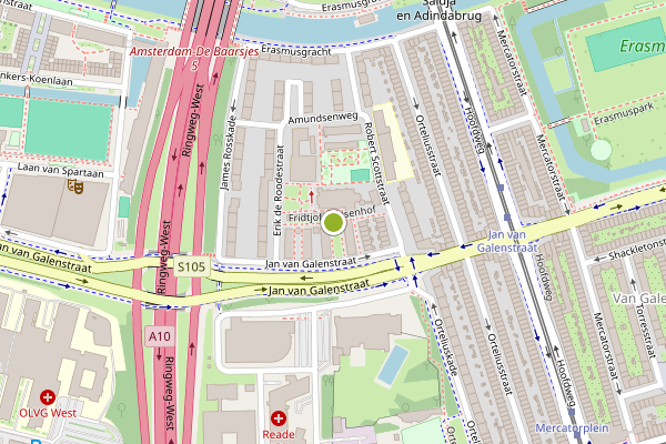Ambulance-melding op Fridtjof Nansenhof, Amsterdam op 11 juni, kaart-overzicht
