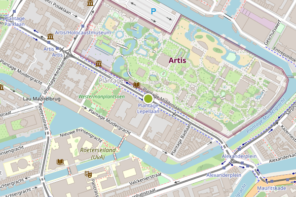 Ambulance-melding op Plantage Middenlaan, Amsterdam op 11 juni, kaart-overzicht