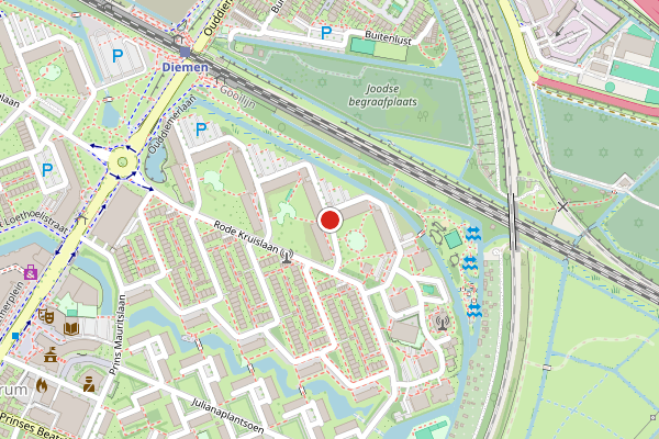 Brandweer-melding op Rode Kruislaan, Diemen op 11 juni, kaart-overzicht