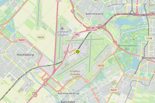 Ambulance-melding op Buitenveldertbaan, Schiphol op 11 juni, kaart-overzicht