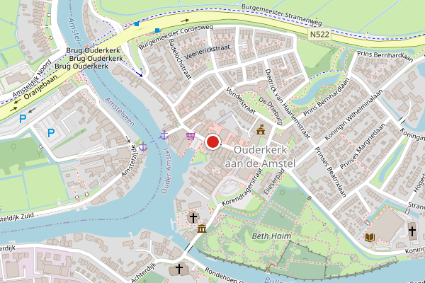 Brandweer-melding op Dorpsstraat, Ouderkerk aan de Amstel op 11 juni, kaart-overzicht