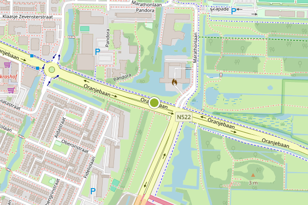 Ambulance-melding op Oranjebaan, Amstelveen op 11 juni, kaart-overzicht