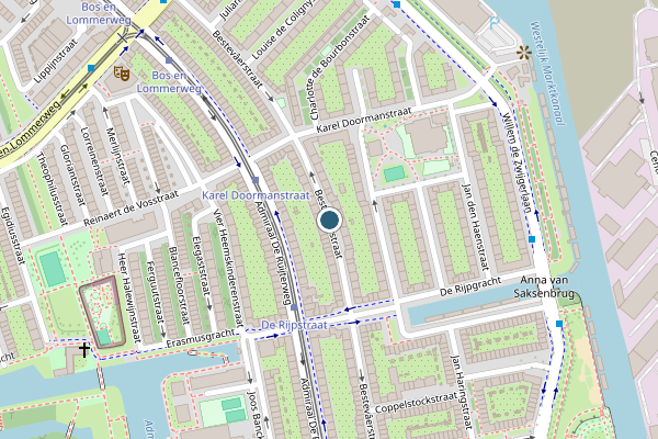 Politie-melding op Bestevaerstraat, Amsterdam op 11 juni, kaart-overzicht