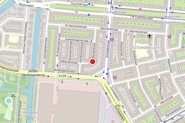 Brandweer-melding op Volkerakstraat, Amsterdam op 11 juni, kaart-overzicht