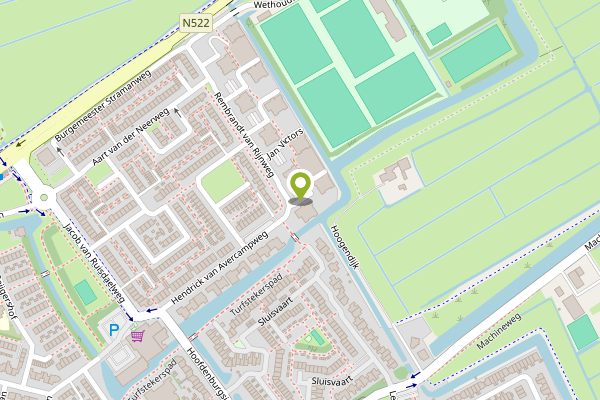 Ambulance-melding op Paulus Potter, Ouderkerk aan de Amstel op 1 mei, kaart-overzicht