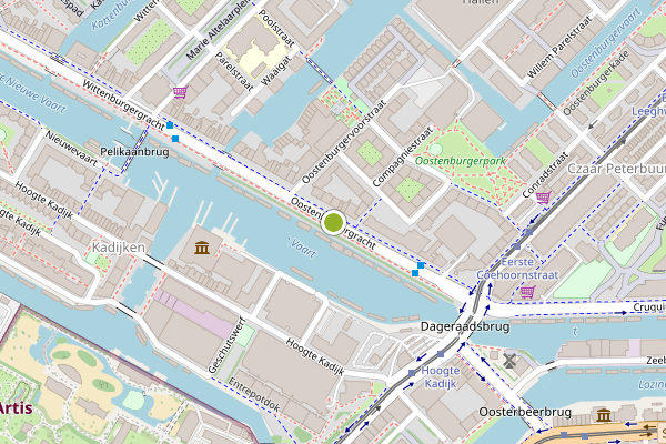 Ambulance-melding op Oostenburgergracht, Amsterdam op 12 juni, kaart-overzicht
