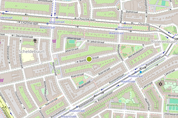 Ambulance-melding op Biesboschstraat, Amsterdam op 12 juni, kaart-overzicht