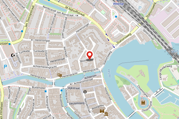 Brandweer-melding op Blomstraat, Weesp op 3 mei, kaart-overzicht