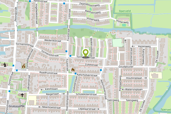 Ambulance-melding op Tormentilstraat, Landsmeer op 3 mei, kaart-overzicht