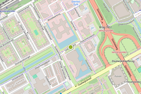 Ambulance-melding op Diemermere, Diemen op 12 juni, kaart-overzicht