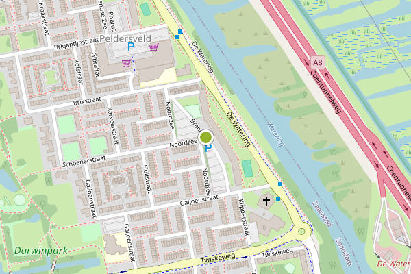Ambulance-melding op Brandaris, Zaandam op 12 juni, kaart-overzicht