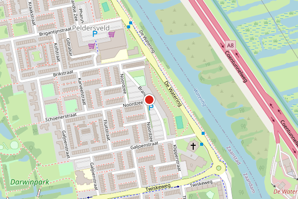 Brandweer-melding op Brandaris, Zaandam op 12 juni, kaart-overzicht