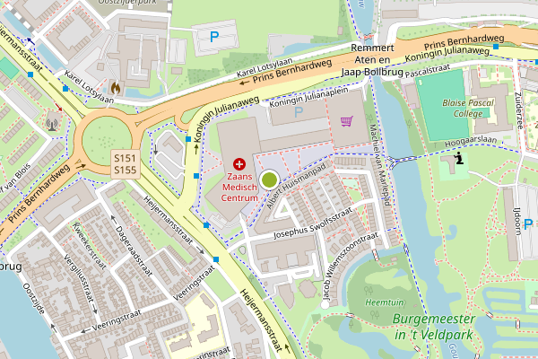 Ambulance-melding op Koningin Julianaplein, Zaandam op 12 juni, kaart-overzicht