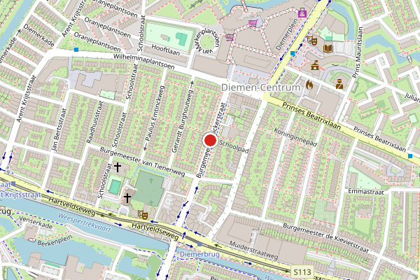Brandweer-melding op Burgemeester Bickerstraat, Diemen op 13 juni, kaart-overzicht