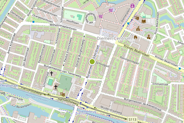 Ambulance-melding op Burgemeester Bickerstraat, Diemen op 13 juni, kaart-overzicht