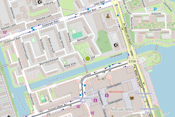 Ambulance-melding op Groenpad, Amsterdam op 13 juni, kaart-overzicht