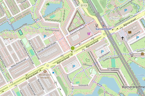 Ambulance-melding op Bijlmerdreef, Amsterdam op 13 juni, kaart-overzicht