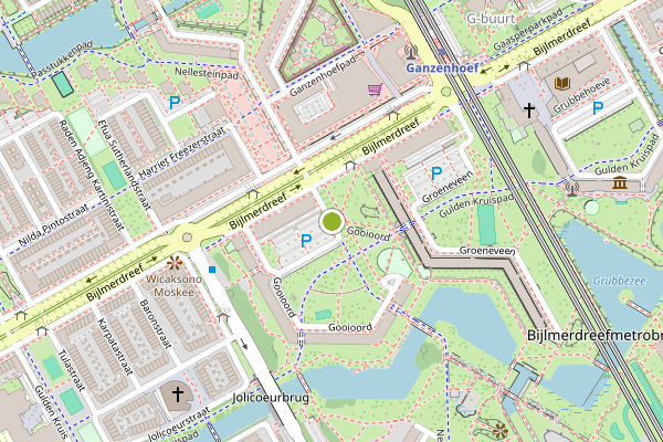 Ambulance-melding op Gooioord, Amsterdam op 13 juni, kaart-overzicht