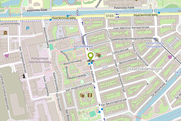 Ambulance-melding op Van Hallstraat, Amsterdam op 4 mei, kaart-overzicht