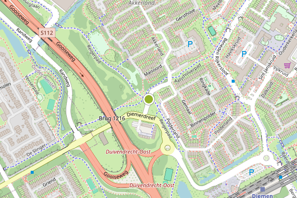 Ambulance-melding op Laagland, Diemen op 14 juni, kaart-overzicht