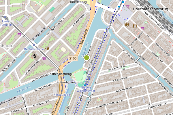 Ambulance-melding op Marnixkade, Amsterdam op 14 juni, kaart-overzicht
