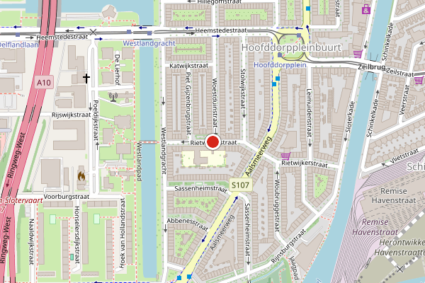 Brandweer-melding op Rietwijkerstraat, Amsterdam op 14 juni, kaart-overzicht