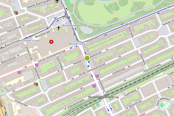 Ambulance-melding op Tweede Oosterparkstraat, Amsterdam op 14 juni, kaart-overzicht