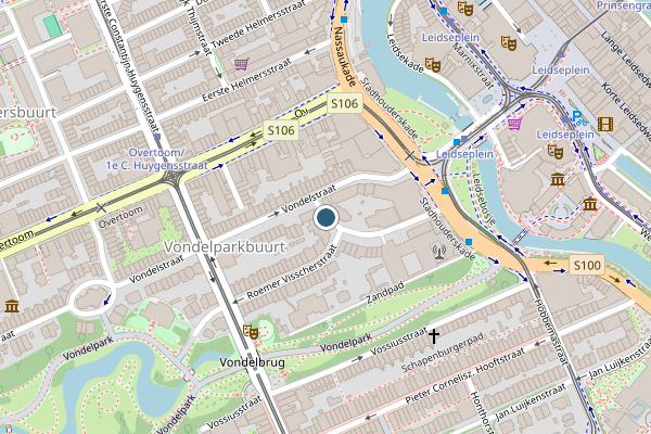 Politie-melding op Tesselschadestraat, Amsterdam op 14 juni, kaart-overzicht