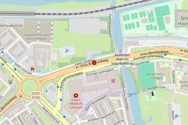 Brandweer-melding op Prins Bernhardweg, Zaandam op 13 juni, kaart-overzicht