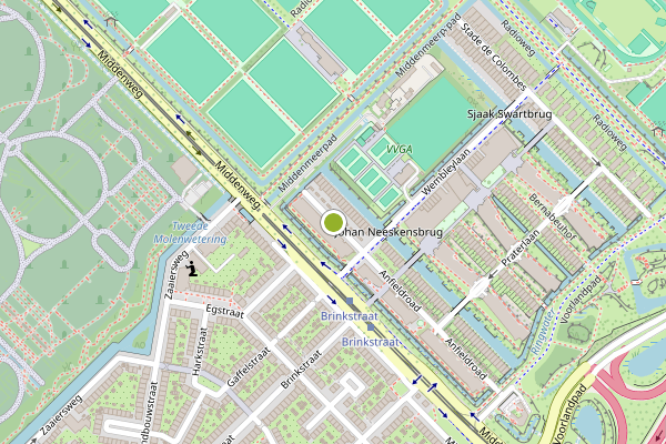 Ambulance-melding op Anfieldroad, Amsterdam op 14 juni, kaart-overzicht