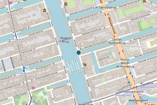 Politie-melding op Amstel, Amsterdam op 15 juni, kaart-overzicht