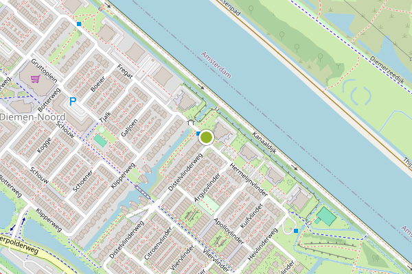Ambulance-melding op Hermelijnvlinder, Diemen op 15 juni, kaart-overzicht