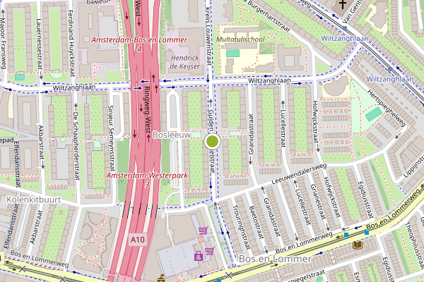 Ambulance-melding op Gulden Winckelstraat, Amsterdam op 15 juni, kaart-overzicht