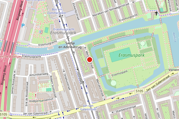 Brandweer-melding op Mercatorstraat, Amsterdam op 15 juni, kaart-overzicht