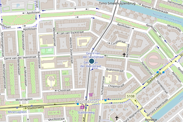Politie-melding op Beethovenstraat, Amsterdam op 16 juni, kaart-overzicht